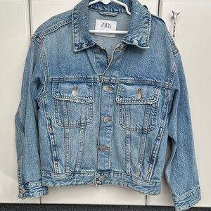 Zara kids unisex distressed denim jacket